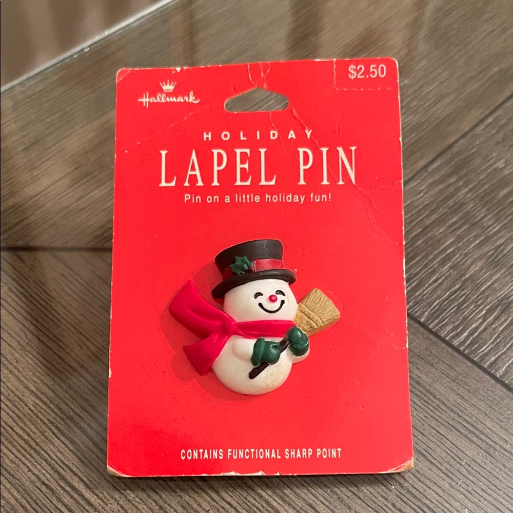 Vintage Whimsical Hallmark Holiday Snowman Lapel Pin Christmas Brooch